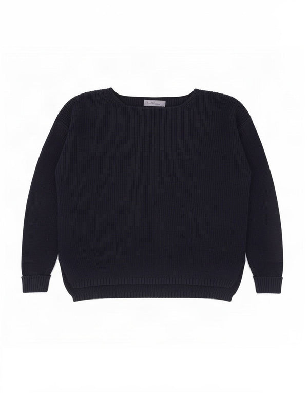 Marks & Spencer Dame Boat Neck Jumper Sweater UK 16 Large Navy Blue