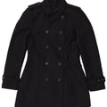 Zara Dame Dobbeltradet Trench Coat UK 10 Small Navy Blue Polyester