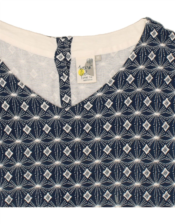 WEIRD FISH Womens Basic Dress UK 16 Large Navy Blue Floral Vintage Weird Fish and Second-Hand Weird Fish from Messina Hembry 