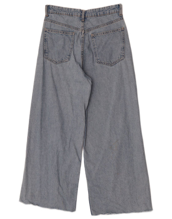 Zara Dame Jeans med høj talje og brede ben EU 36 XS W26 L25 Blå Bomuld
