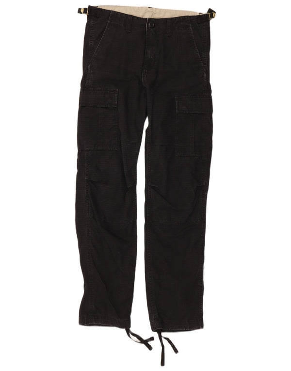 Carhartt Straight Cargo bukser til mænd W28 L30 Sort nålestribet bomuld