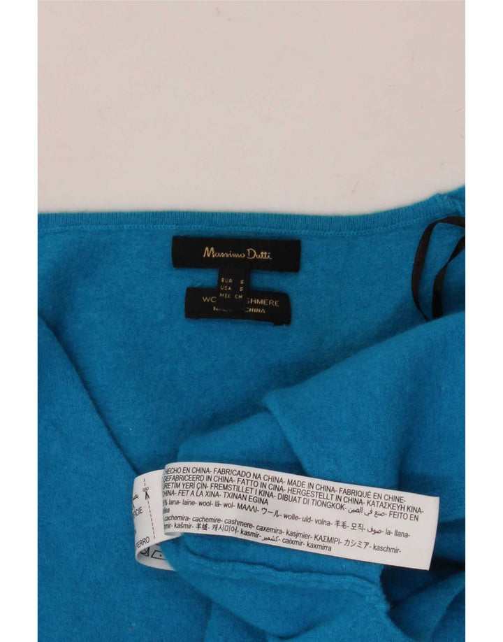 Massimo Dutti Womens Crop Oversized V-hals sweater UK 10 Small Blue