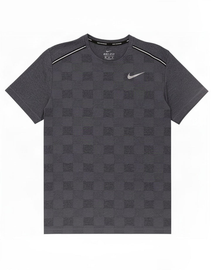 Nike herre Dri Fit T-shirt top mellem marineblå geometrisk polyester