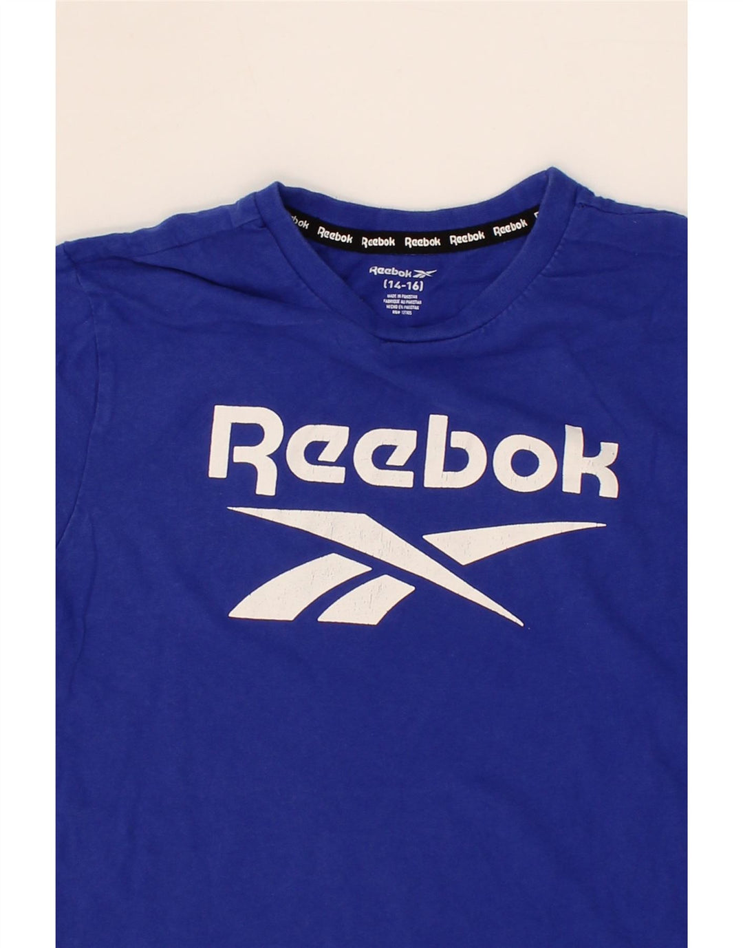 REEBOK Boys Graphic T-Shirt Top 14-15 Years Blue Cotton Vintage Reebok and Second-Hand Reebok from Messina Hembry 