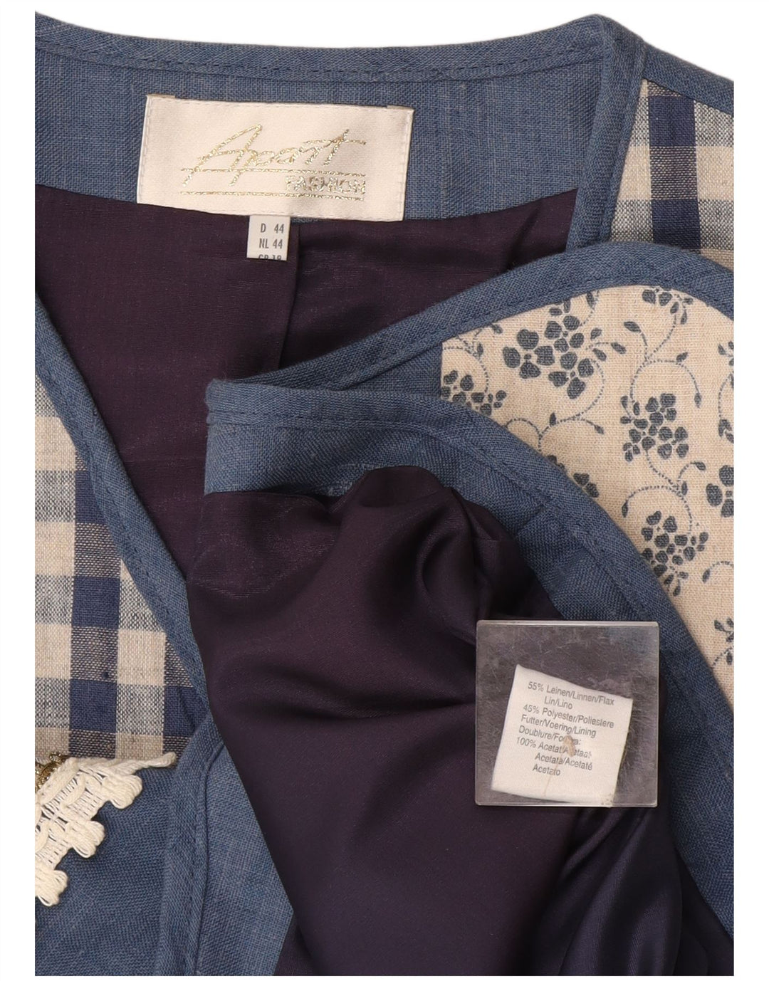 Apart Dame vest UK 18 XL Blå Patchwork Linned