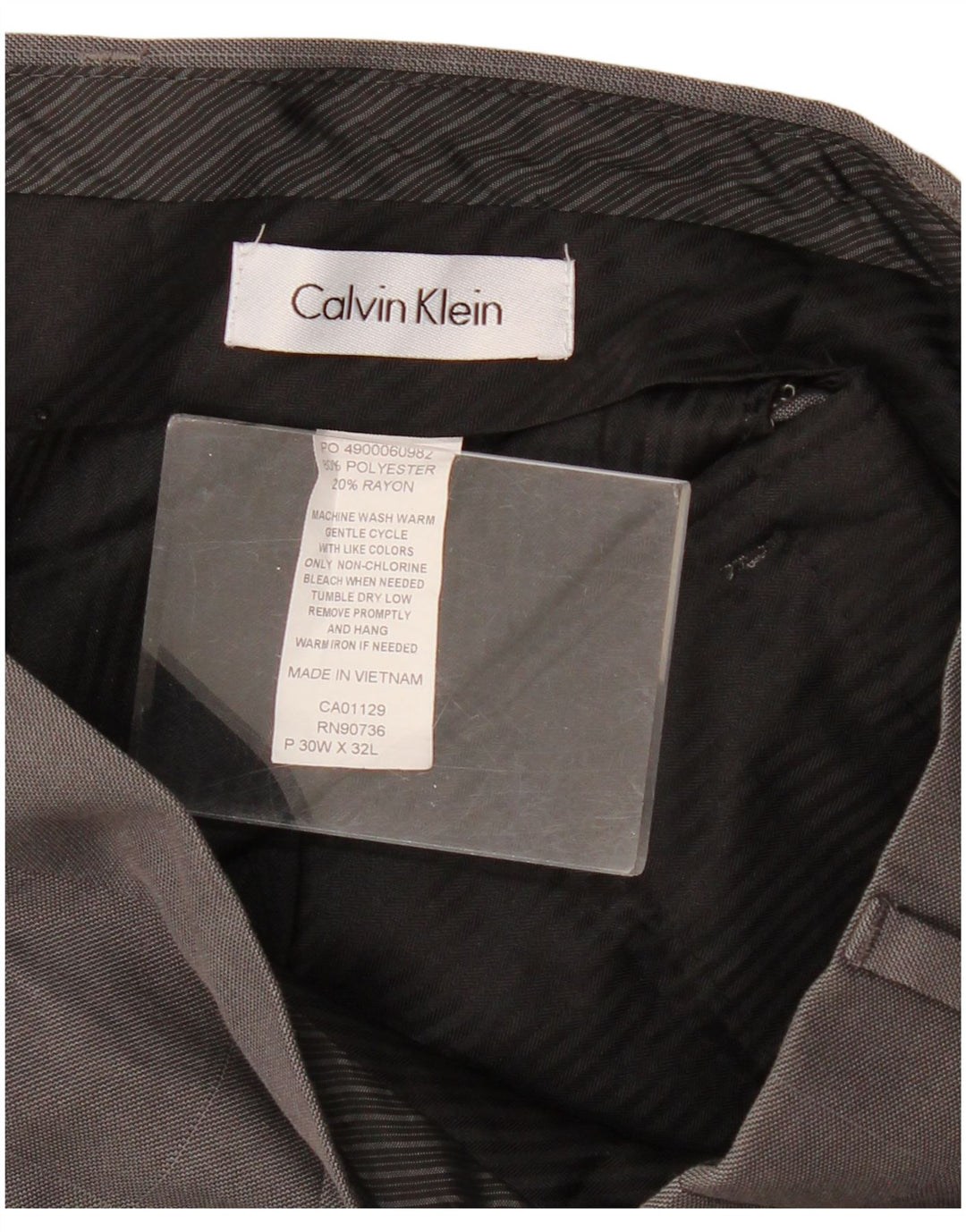 CALVIN KLEIN Lige jakkesæt til mænd W30 L32 Grå ternet polyester