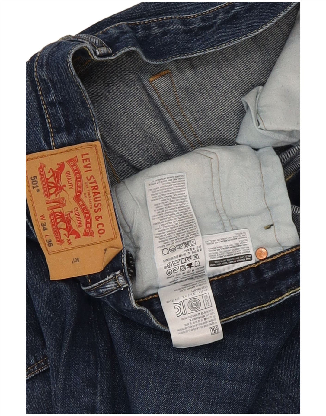 Levi's Herre 501 lige jeans W34 L36 blå bomuld