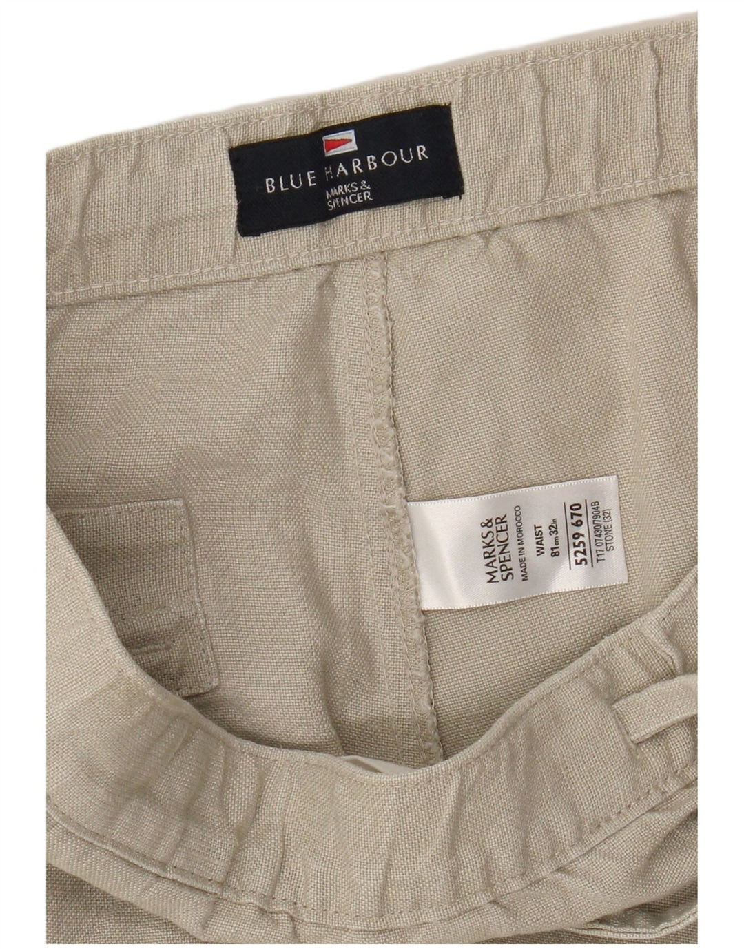 Marks & Spencer Herre Blue Harbor Bermuda Shorts W32 Large Beige Linen