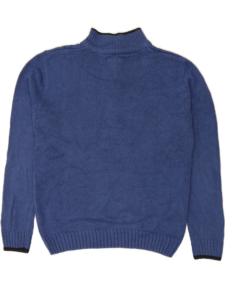 PIERRE CARDIN Womens Zip Neck Jumper Sweater UK 14 Medium Blue Acrylic Vintage Pierre Cardin and Second-Hand Pierre Cardin from Messina Hembry 