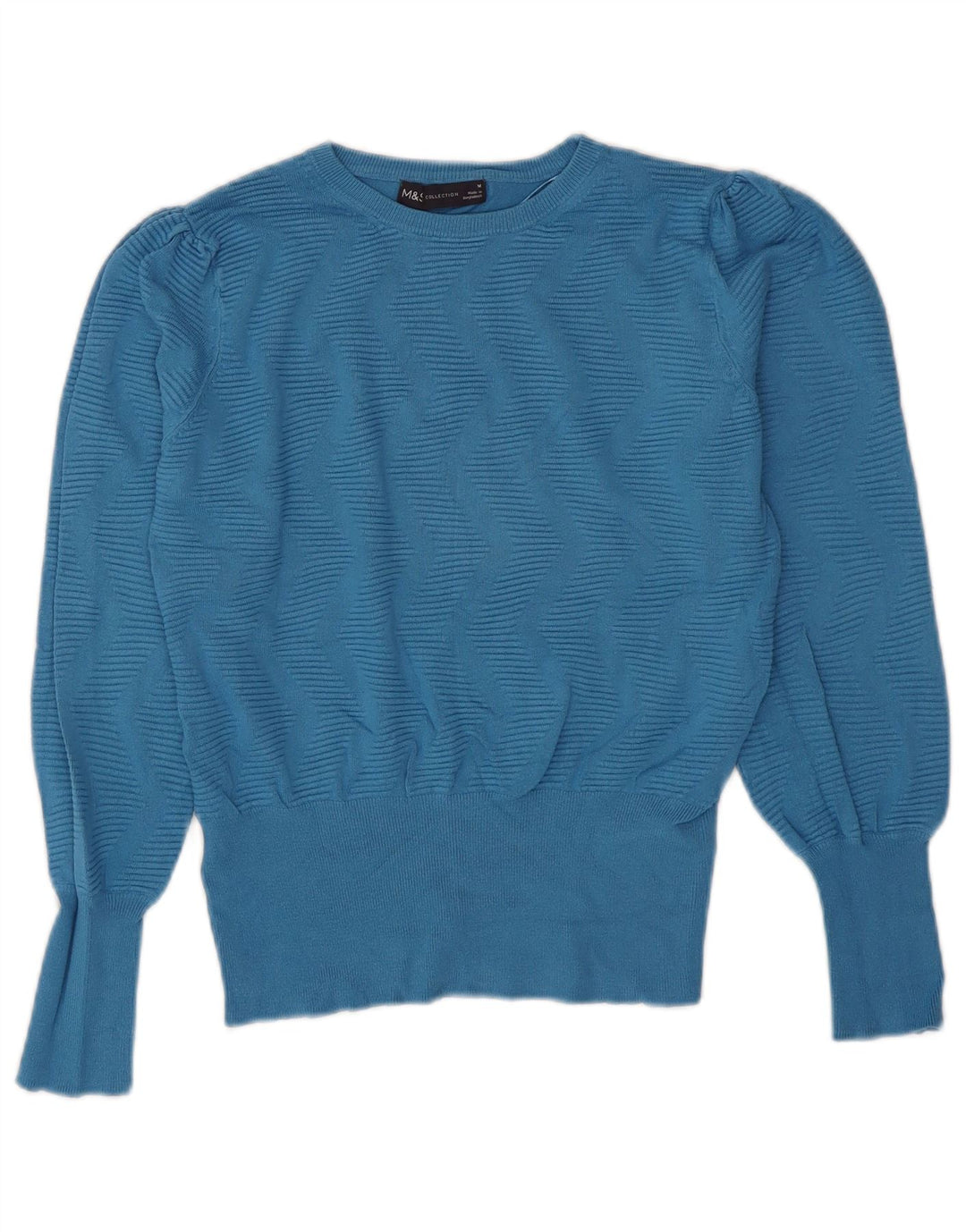 Marks & Spencer Dame Boat Neck Jumper Sweater UK 12 Medium Blue Chevron
