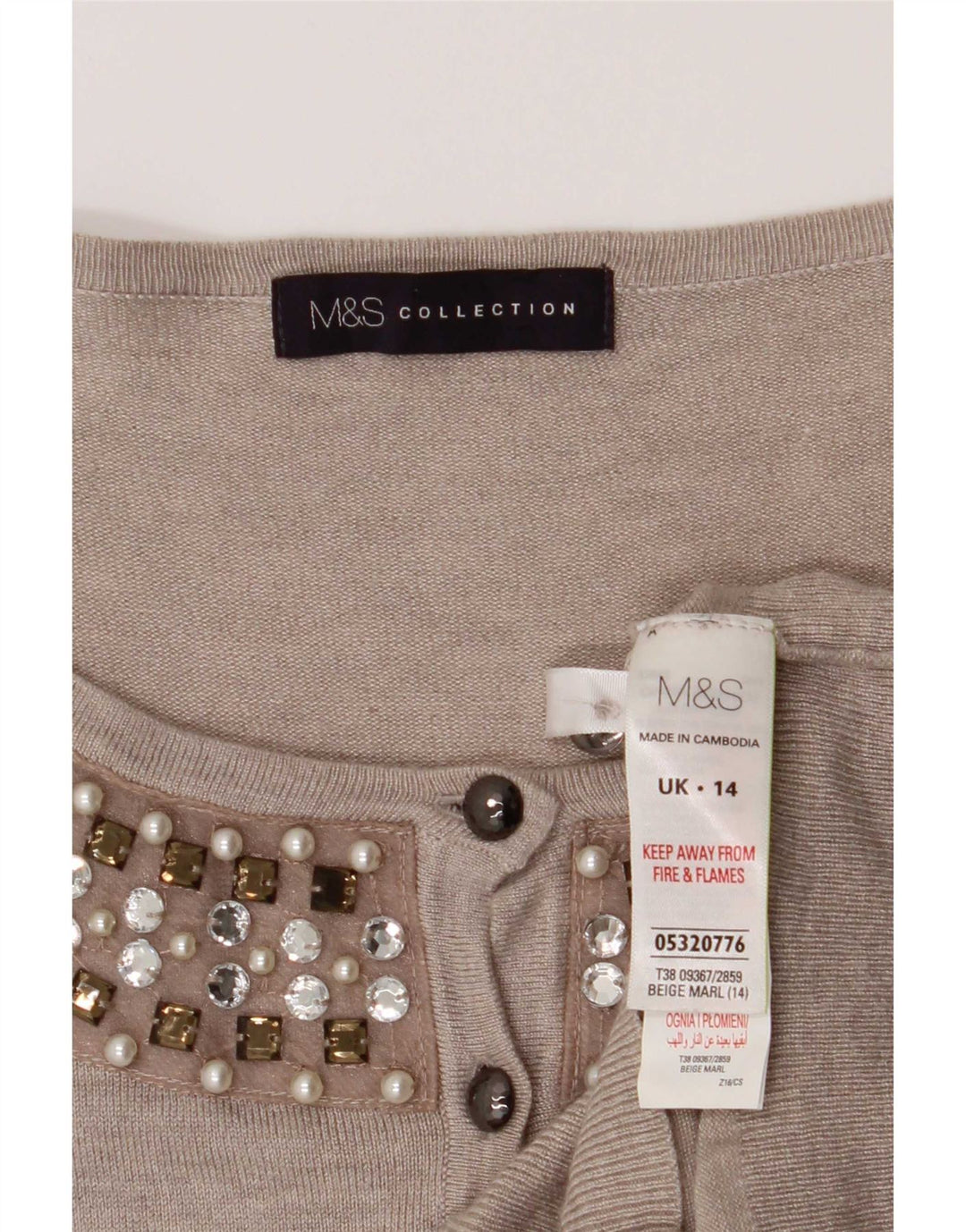 Marks & Spencer Dame Cardigan Sweater UK 14 Medium Grey Viscose