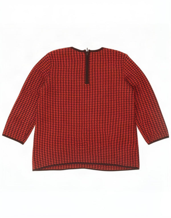 Hobbs Dame Boat Neck Jumper Sweater UK 14 Medium Red Houndstooth