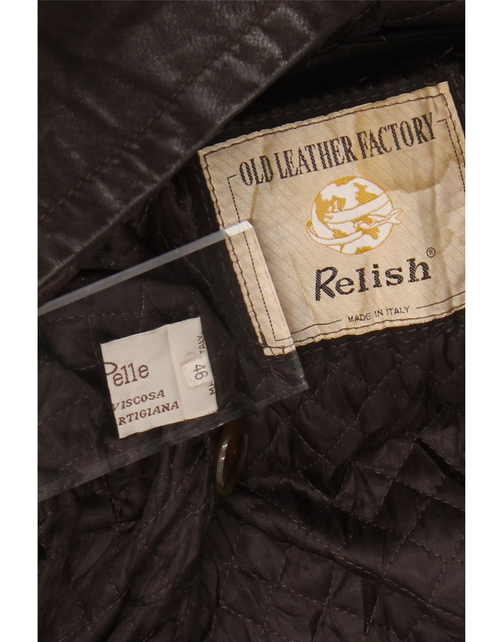 RELISH Dame Læderjakke IT 46 Stor Brun Læder
