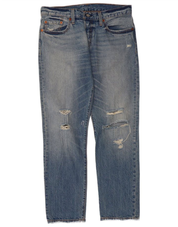 Levi's Dame 501 CT Distressed Straight Jeans W26 L27 Blå Bomuld