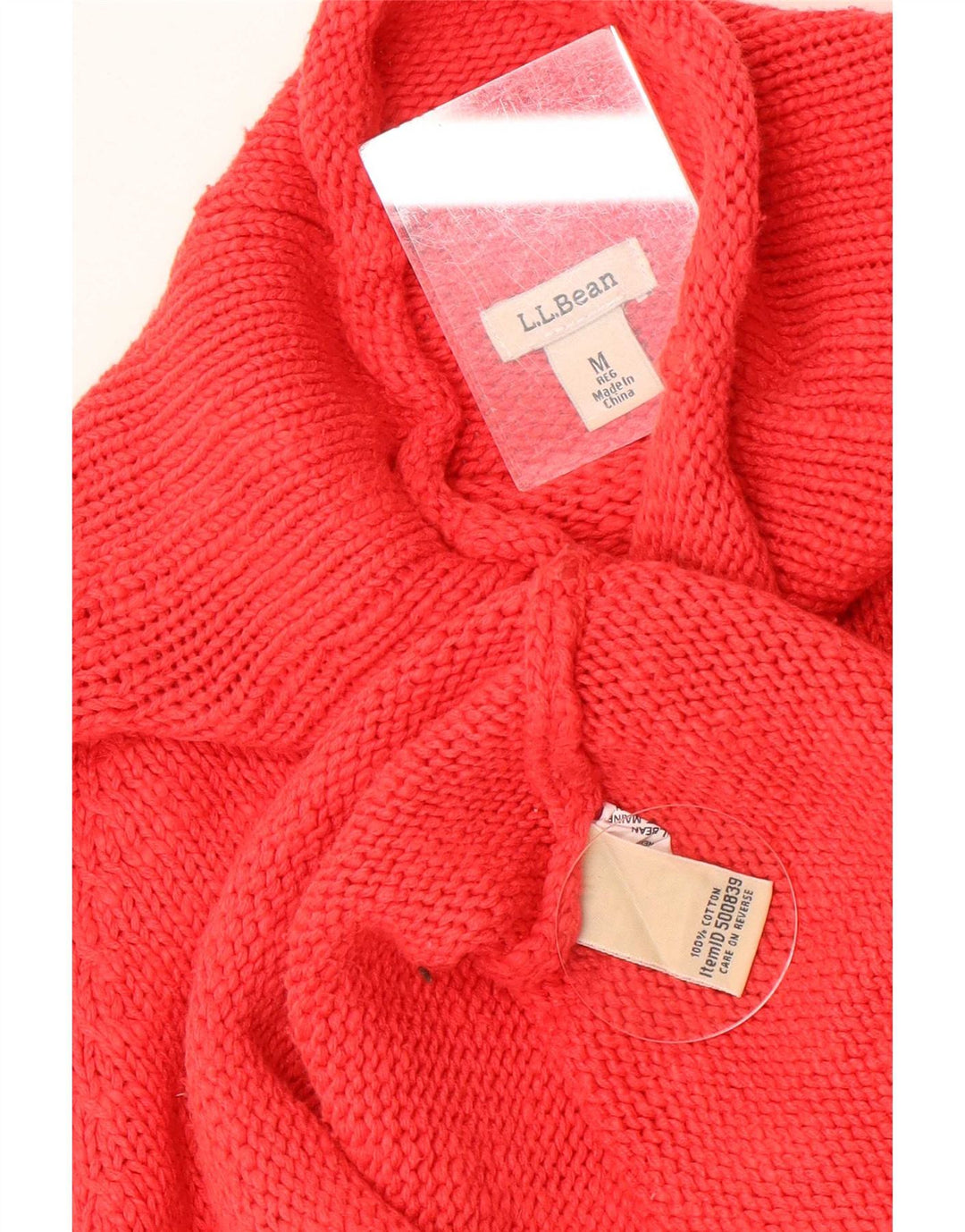 L.L.Bean Dame Turtle Neck Sweater UK 12 Medium Rød Bomuld