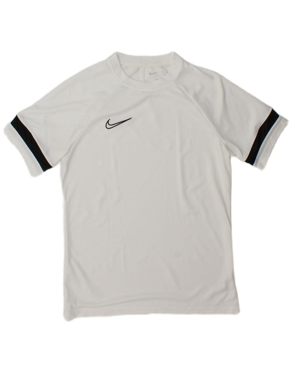 Nike Herre Dri Fit T-shirt Top Medium White Colourblock Polyester