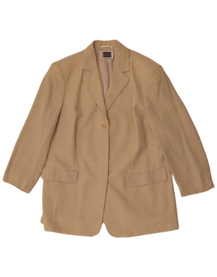 Perte by Krizia Dame 1-knaps blazerjakke UK 16 Stor Beige Viscose