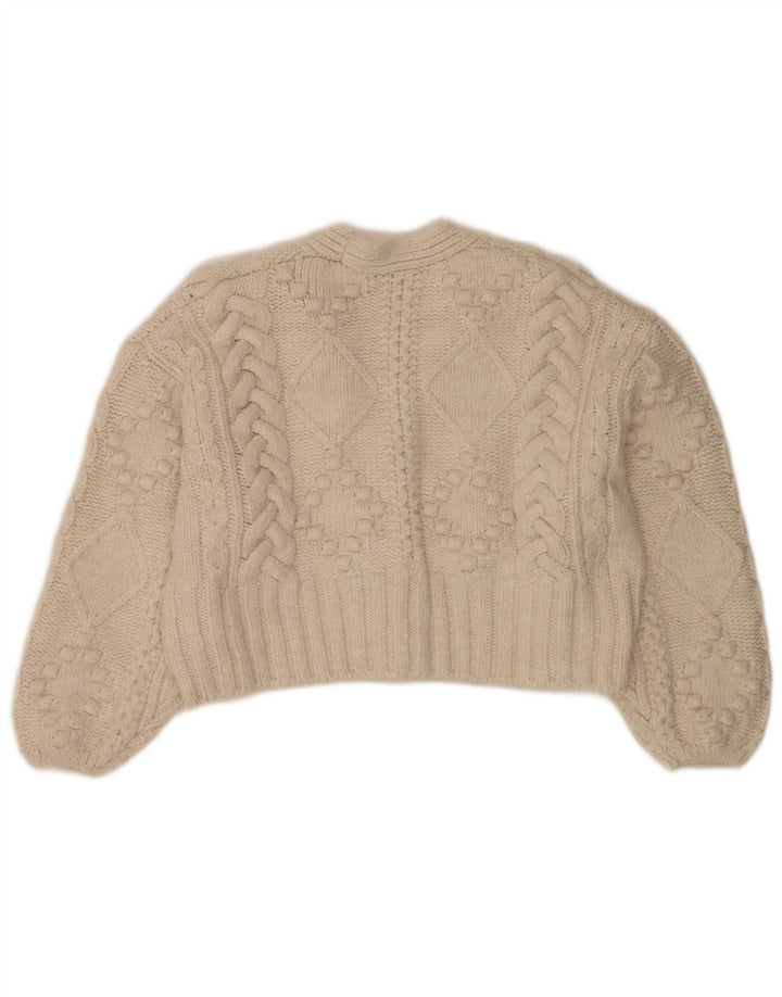 Zara Womens Crop Oversized cardigan sweater UK 14 Medium Off White Akryl