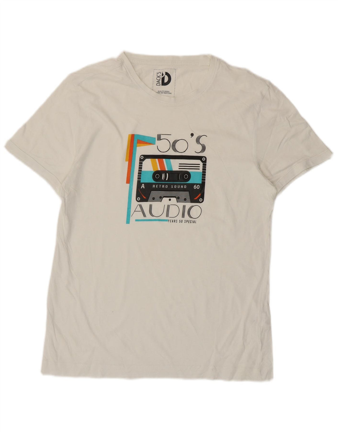 Dacks grafisk T-shirt top til mænd, stor hvid bomuld