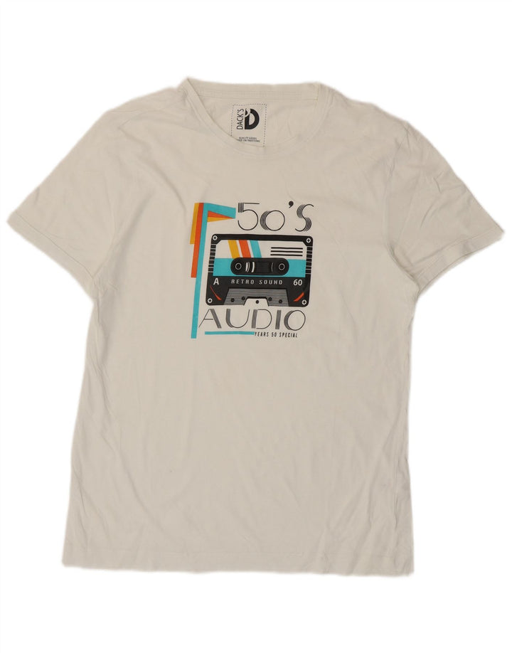 Dacks grafisk T-shirt top til mænd, stor hvid bomuld