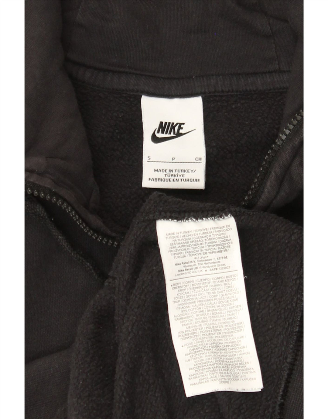 Nike Hættetrøje med lynlås til mænd, lille sort bomuld