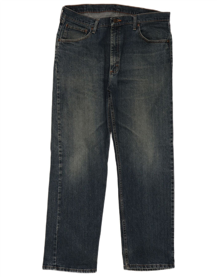 Wrangler Herre Regular Fit Straight Jeans W38 L30 Blå Bomuld