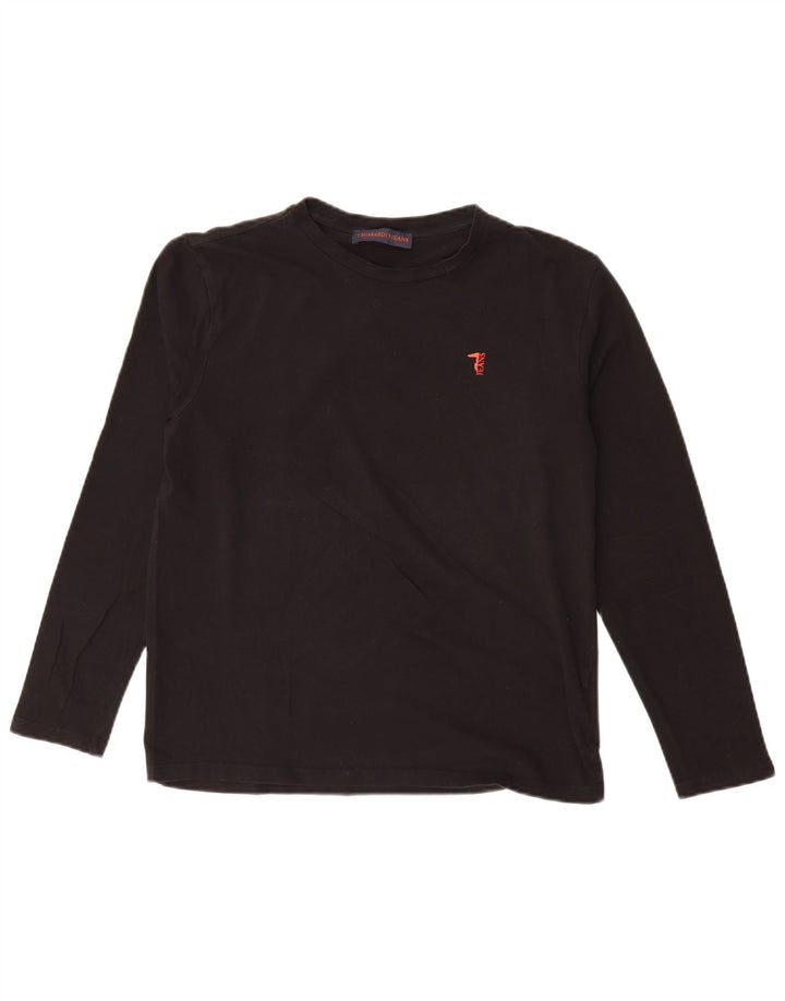 Trussardi Jeans Dame Top Langærmet UK 14 Medium Sort Bomuld