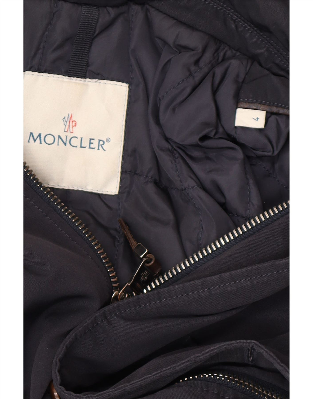 Moncler Herre polstret jakke Størrelse 4 XL Navy Blue Polyester