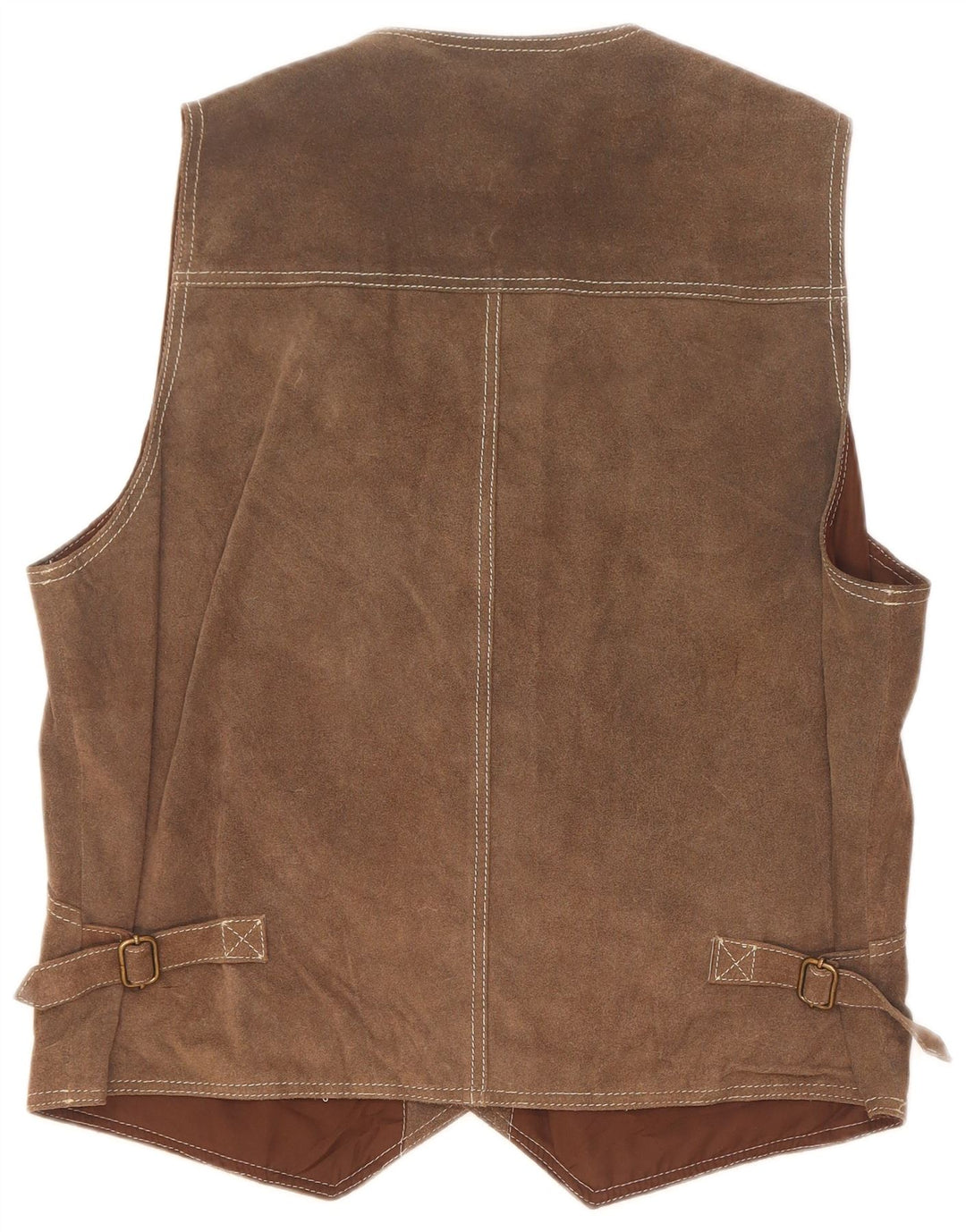 Vintage herre ruskindsvest mellem brunt læder