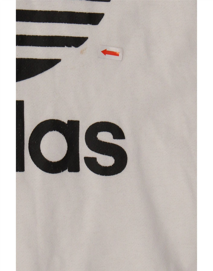 ADIDAS Womens Graphic Sweatshirt Jumper UK 16 Large White Cotton Vintage Adidas and Second-Hand Adidas from Messina Hembry 