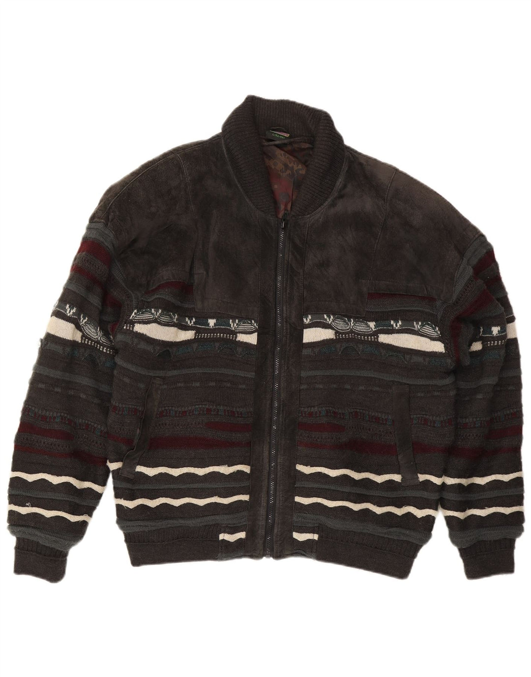 C&A Herre Westbury Bomber Knit Bomber Jacket EU 52/54 Stor Gråstribet