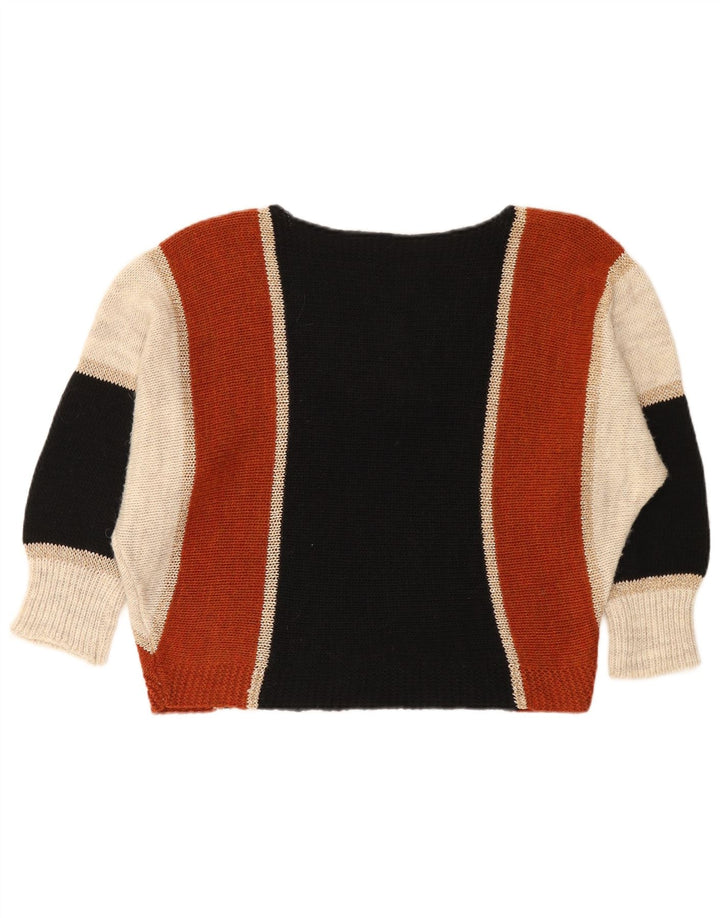 Vintage Dame Boat Neck Jumper Sweater UK 16 Stor Flerfarvet