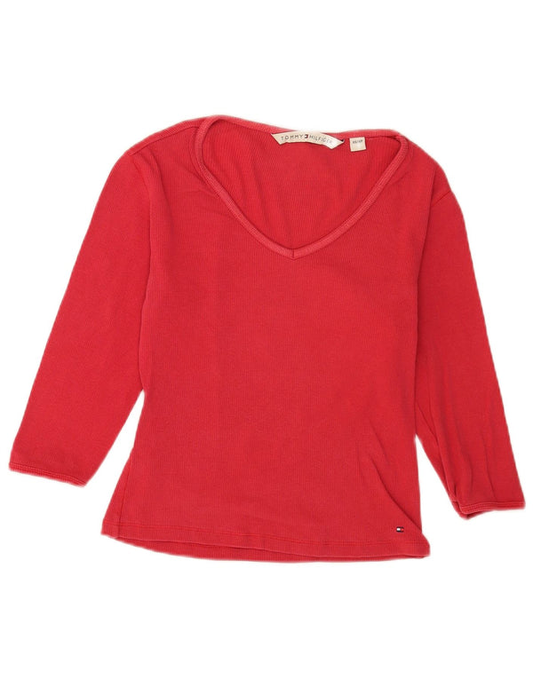 Tommy Hilfiger Dame Crop Top 3/4 ærme UK 6 XS Rød