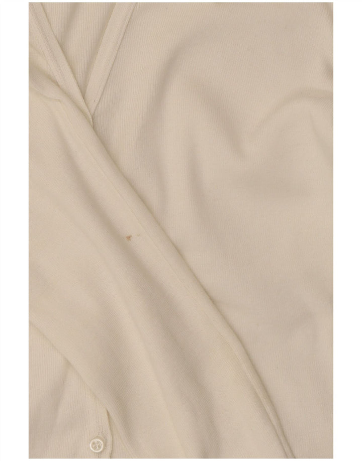 Benetton Dame Cardigan Sweater UK 14 Stor Hvid Bomuld