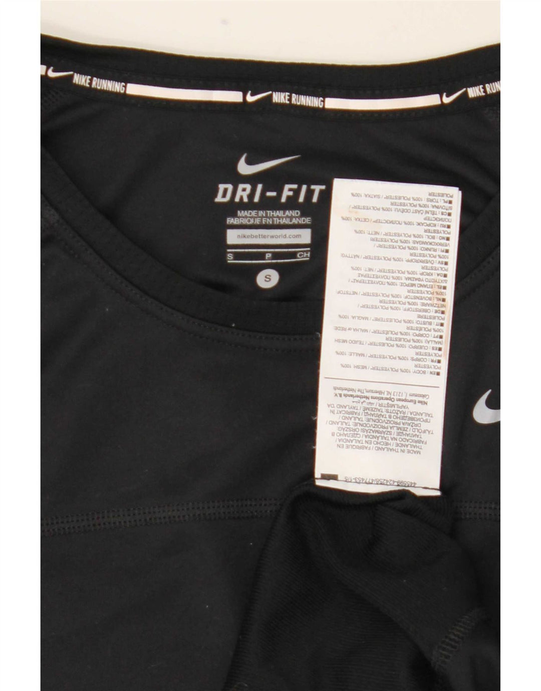Nike Dame Dri Fit T-Shirt Top UK 10 Small Black Polyester