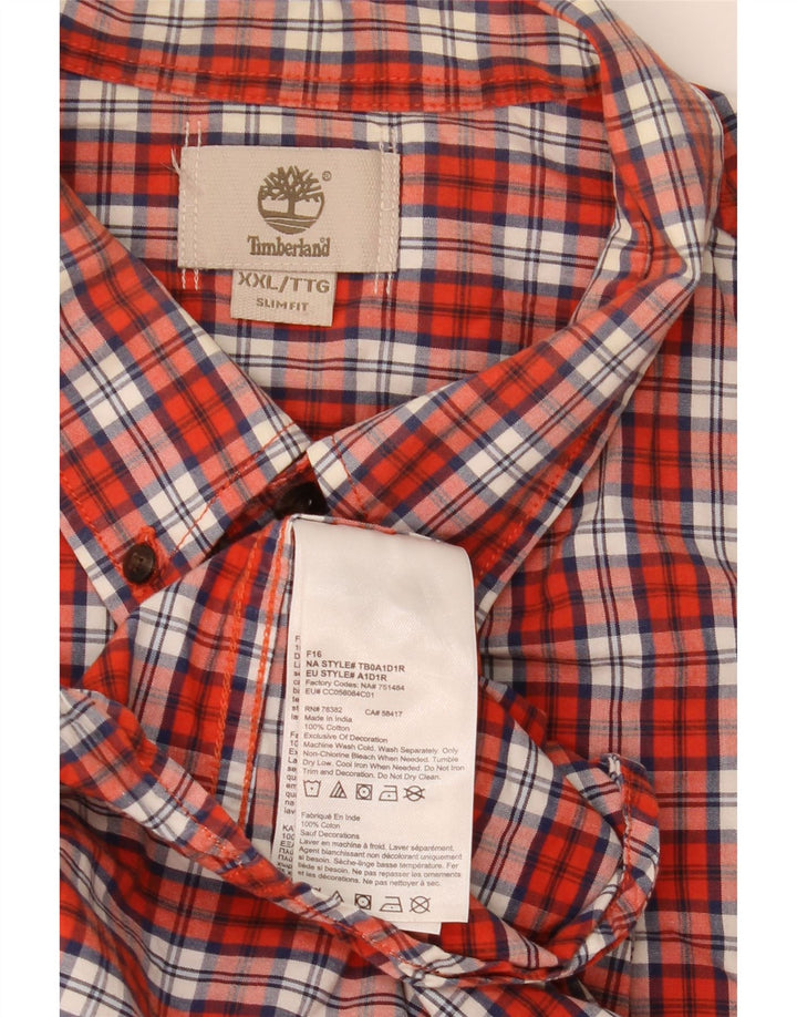 Timberland Herre Slim Fit skjorte 2XL rød ternet bomuld
