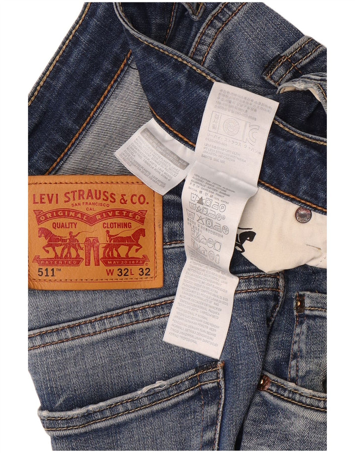 Levi's Herre 511 Distressed Slim Jeans W32 L32 Blå Bomuld