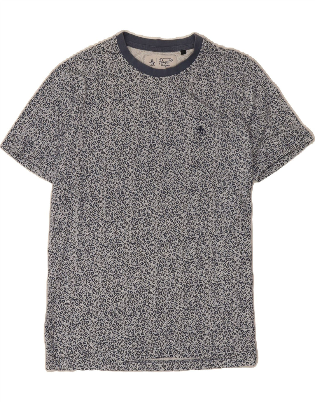 PENGUIN Mens T-Shirt Top Small Navy Blue Floral Cotton Vintage Penguin and Second-Hand Penguin from Messina Hembry 