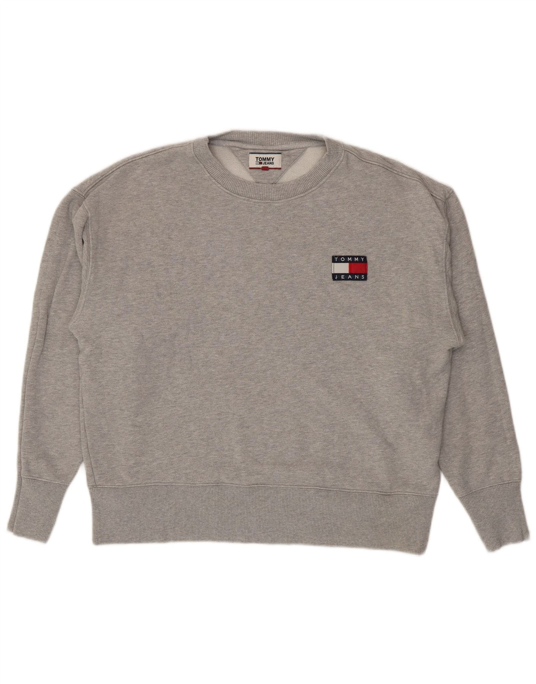 Tommy Hilfiger Herre Sweatshirt Jumper Stor Grå Flecked Bomuld