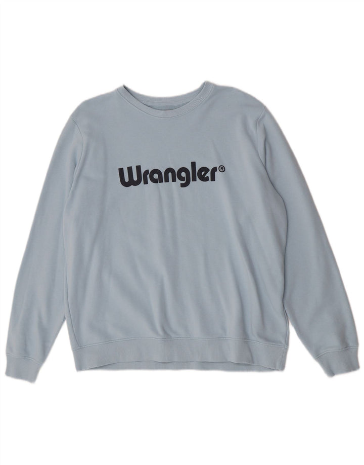 Wrangler Dame Grafisk Sweatshirt Jumper UK 16 Stor Blå Bomuld