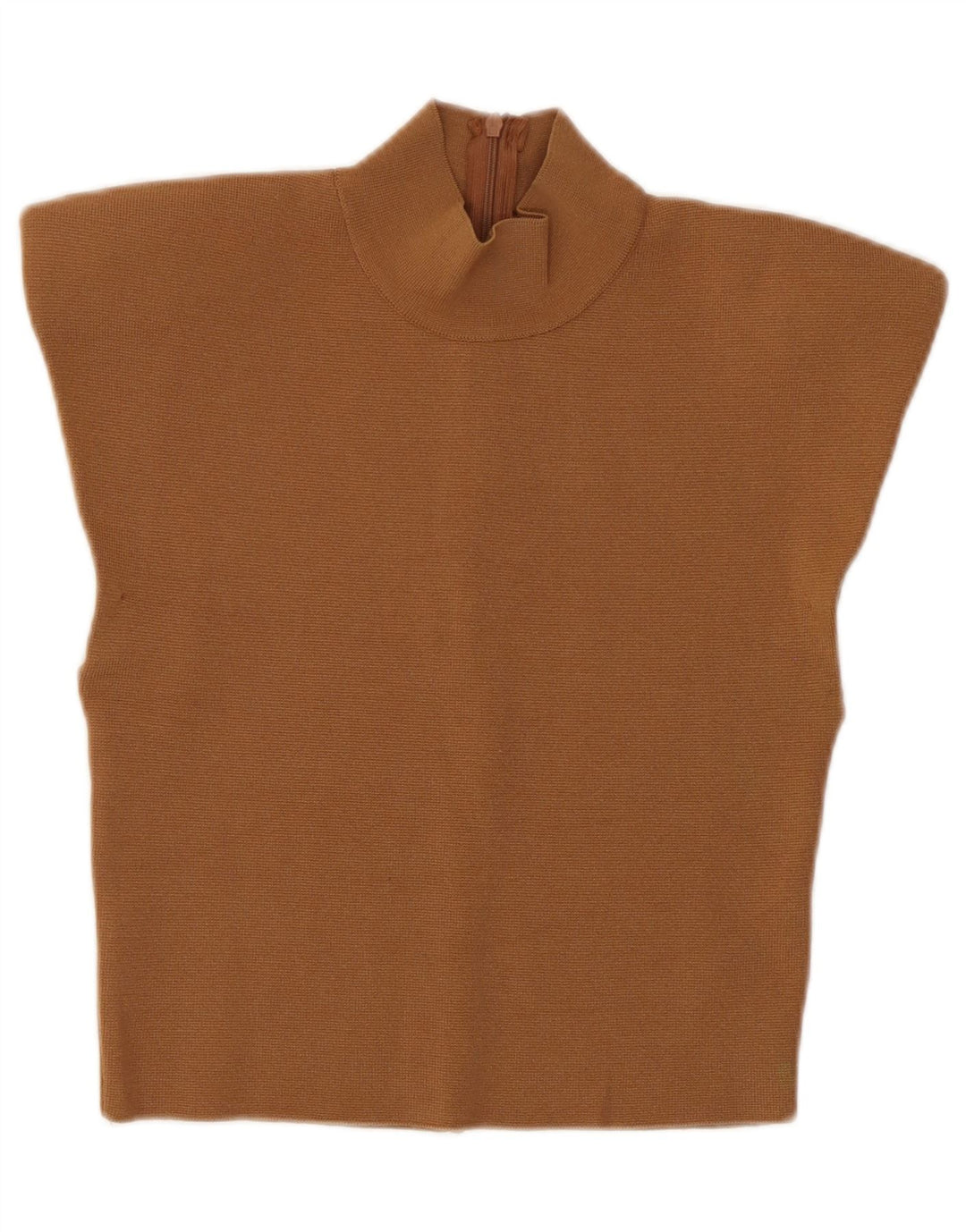 Zara Womens Crop Bluse Top UK 8 Small Brown Viscose