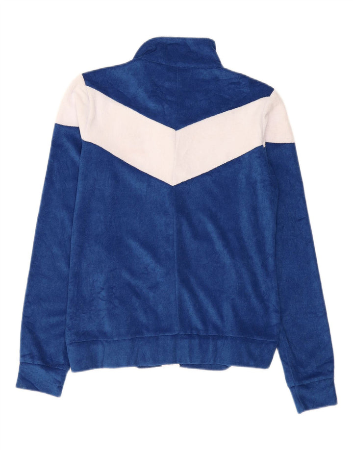 Lotto Womens Velvet Tracksuit Top Jacket UK 14 Medium Blue Colourblock