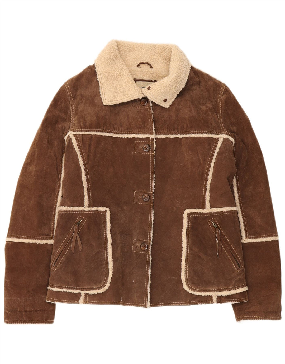 Conbipel Dame Shearling Jacket IT 48 XL Brunt Læder