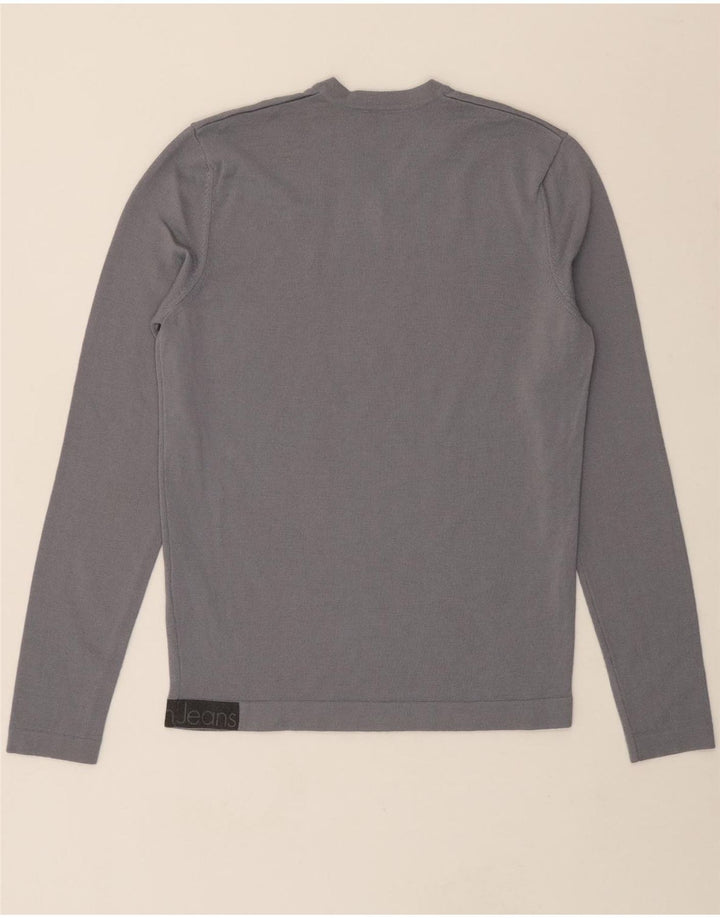 CALVIN KLEIN JEANS Mens V-Neck Jumper Sweater Medium Grey Acrylic Vintage Calvin Klein Jeans and Second-Hand Calvin Klein Jeans from Messina Hembry 
