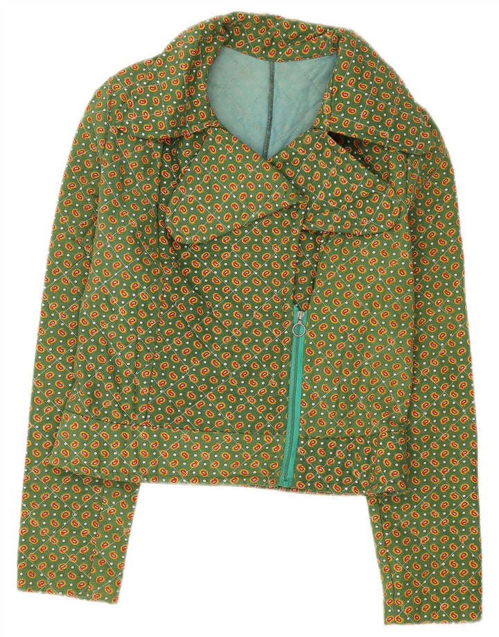 Vintage bomberjakke til kvinder UK 8 Small Green Paisley