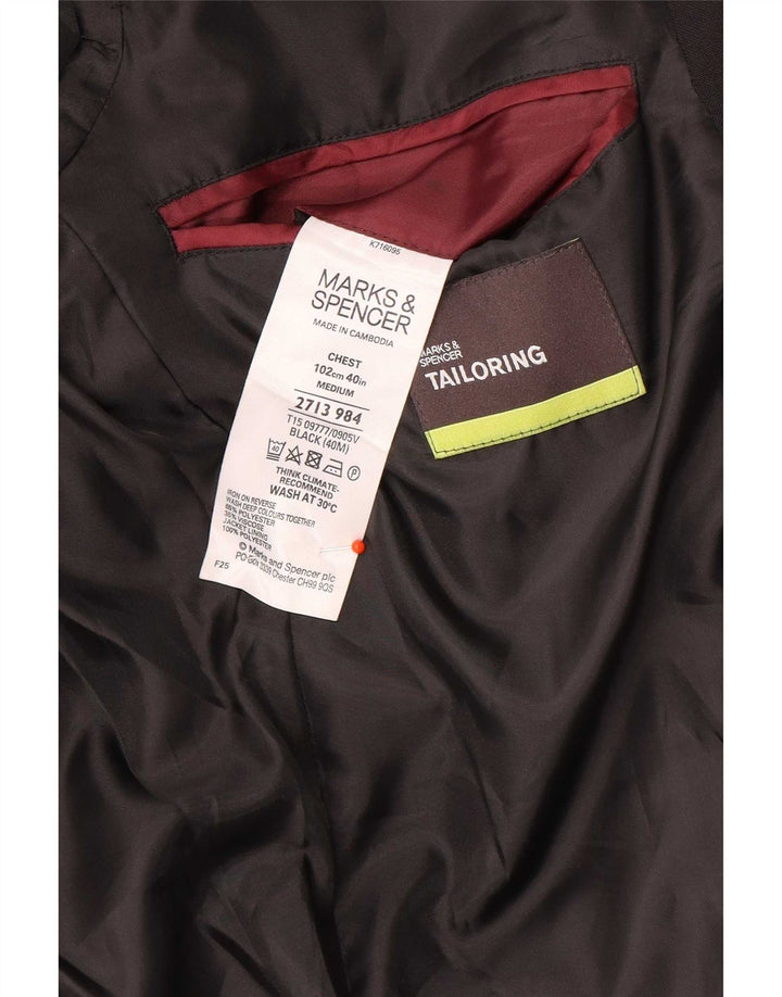 Marks & Spencer Herre 2-knaps blazerjakke UK 40 Medium Sort Polyester