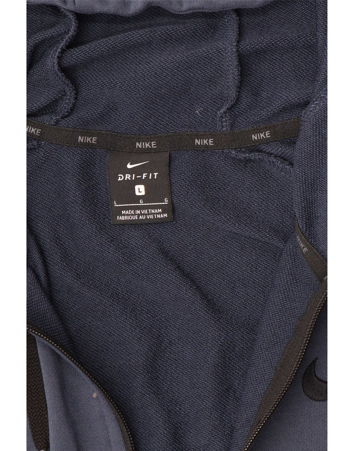 Nike Herre Dri Fit Hættetrøje Sweater med lynlås Large Marineblå