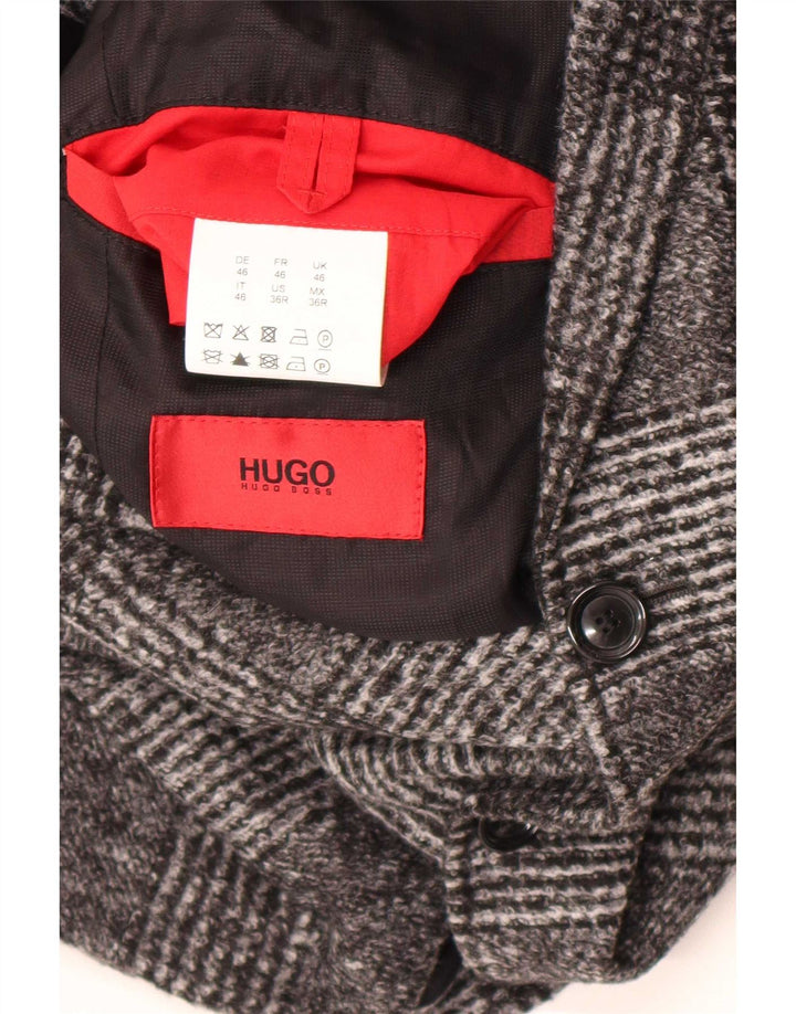 Hugo Boss Herre 2-knaps blazerjakke EU 46 Lille grå ternet polyakryl