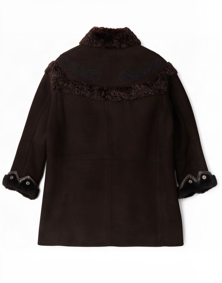 Robrik Dame Shearling Cape Coat IT 44 Medium Brun