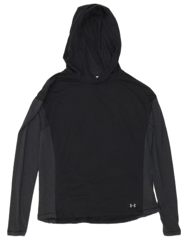Under Armour Dame Heat Gear Hætte Top Langærmet UK 10 Small Black